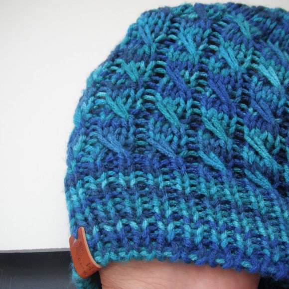 Hand Knitted Hat Toque Adult Size - L-M Acrylic Blue - 027 Hand knit by me - Picture 7 of 8